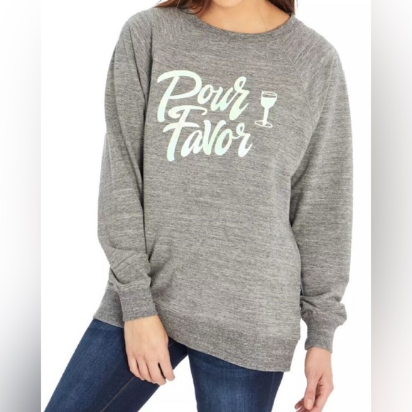 Wildfox Pour Favor Gray Oversized Sweatshirt Sz XL - Picture 1 of 5